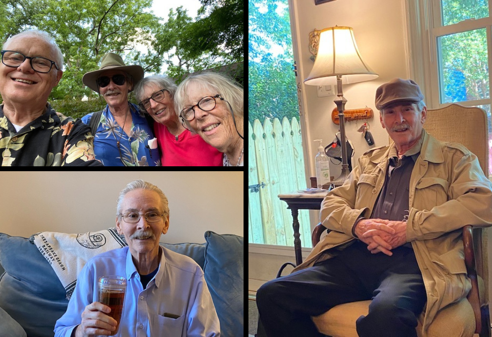 Clockwise, from top left: Peter Daly (left), José Luis Sánchez, and two friends, Jane Head and Nancy Smith; José Luis in a chair; and José Luis holding coffee on the couch at Peter's house (Courtesy of Peter Daly) Clockwise, from top left: Peter Daly (left), José Luis Sánchez, and two friends, Jane Head and Nancy Smith; José Luis in a chair; and José Luis holding coffee on the couch at Peter's house (Courtesy of Peter Daly)